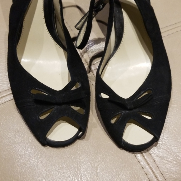 Linea Paolo black suede peeptoe slingback pump - Picture 3 of 4